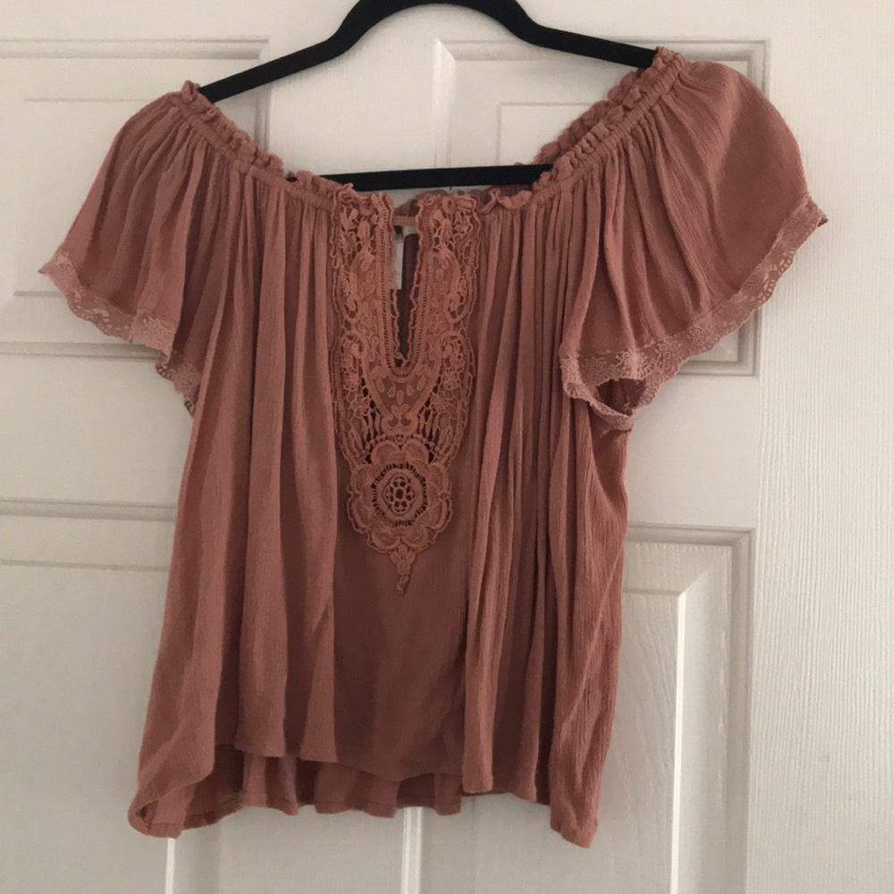 Pink off the shoulder blouse